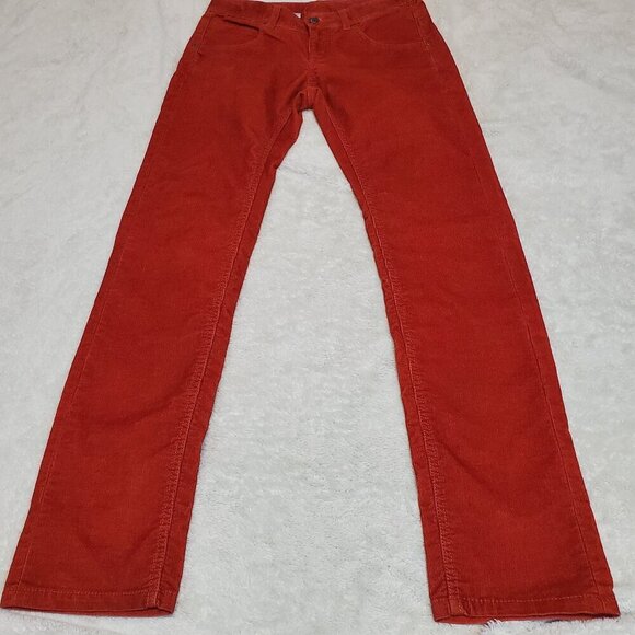 Athleta Burnt Rust Orange Thin Corduroy Straight Leg Hidden Zipper Pants Women 2 - Picture 1 of 10